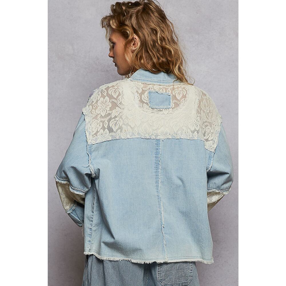 Pol Light Blue Patchwork Denim Jacket - image 4